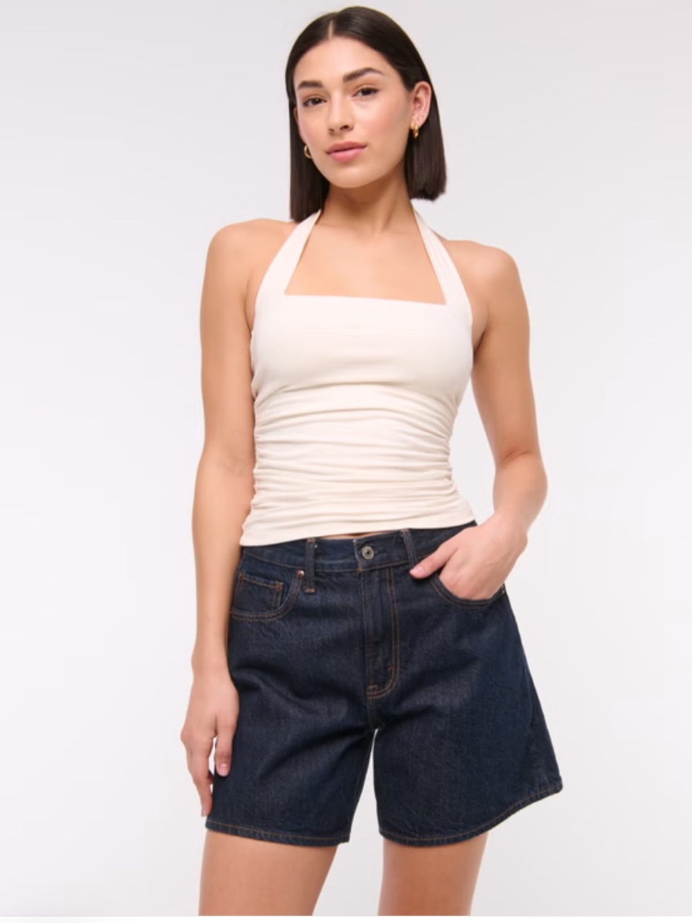 NWT Abercrombie & Fitch High Rise Loose Short Dark Wash Size 30